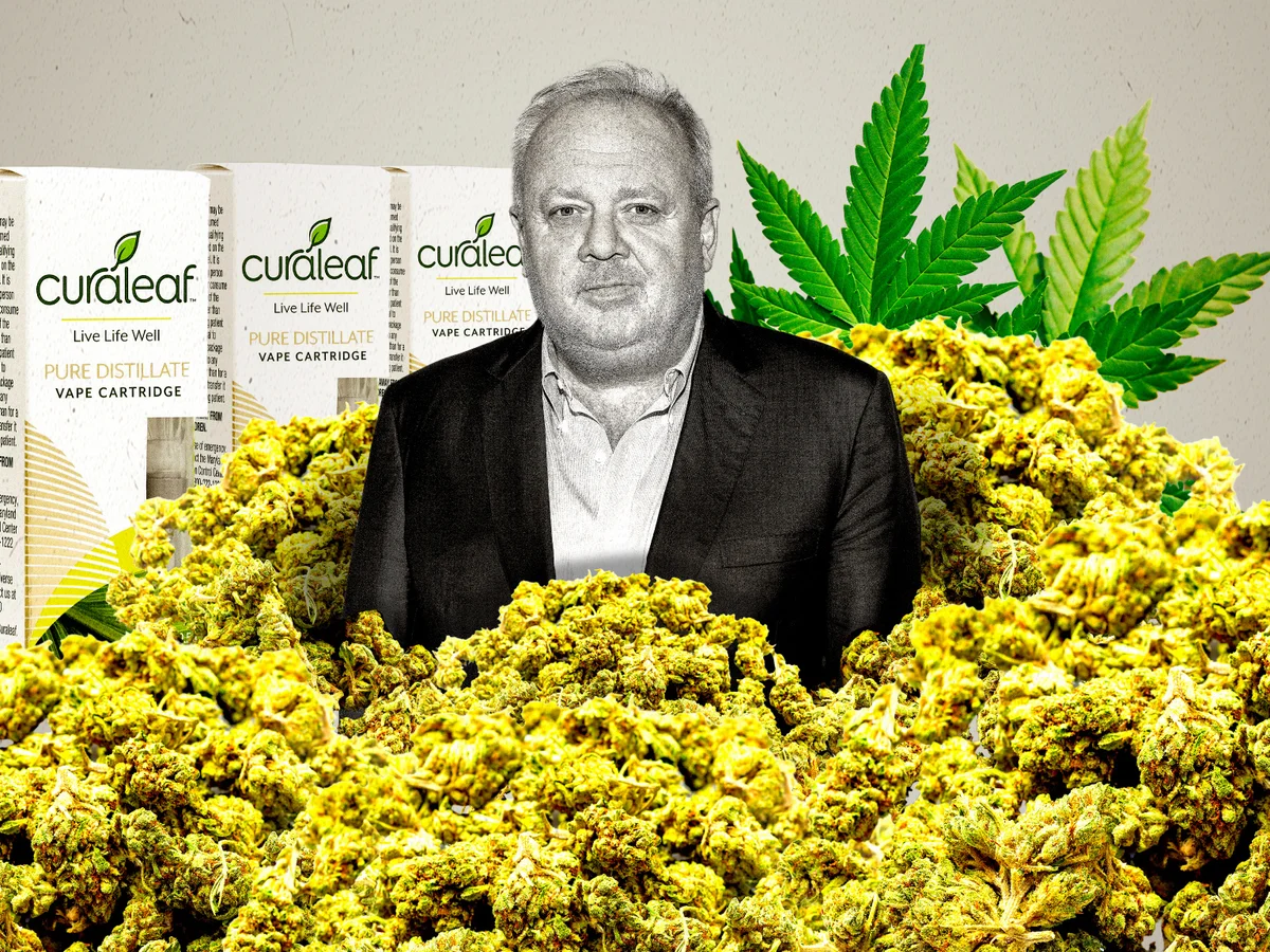 Curaleaf chairman and CEO Boris Jordan with cannabis flower and Curaleaf products